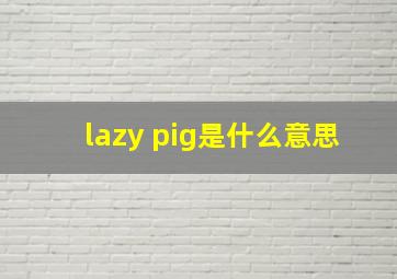 lazy pig是什么意思